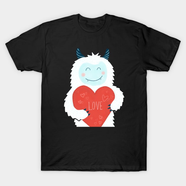 Yeti Love Monster T-Shirt by RuthMCreative